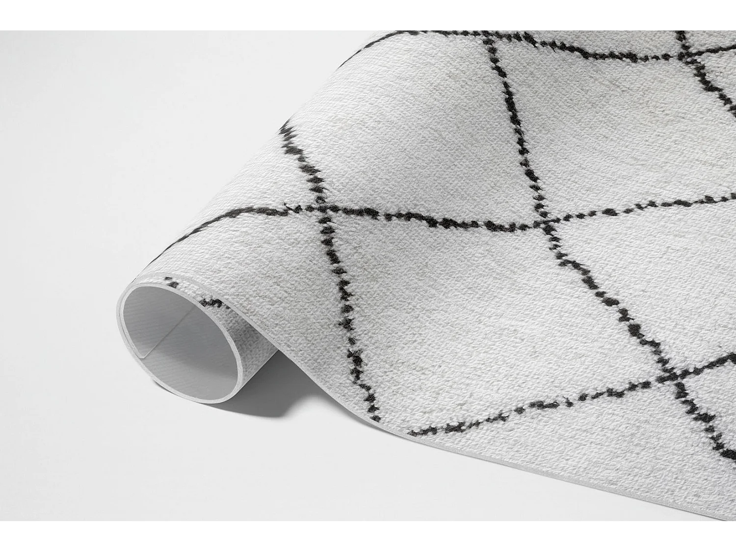 Tapis vinyle pour la maison, Moquette d'intérieur Peluche imitation motif lignes noires - 150x225 cm