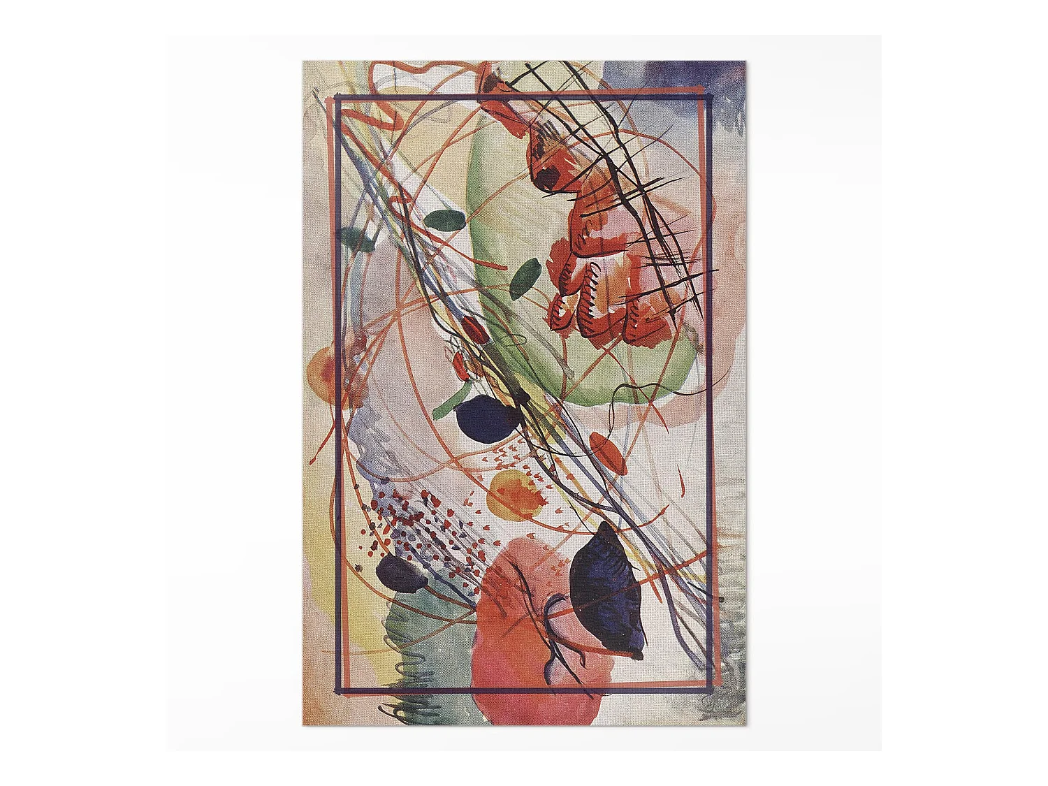 Tapis vinyle pour la maison, Moquette d'intérieur Aquarelle colorée de Vassily Kandinsky - 100x150 cm