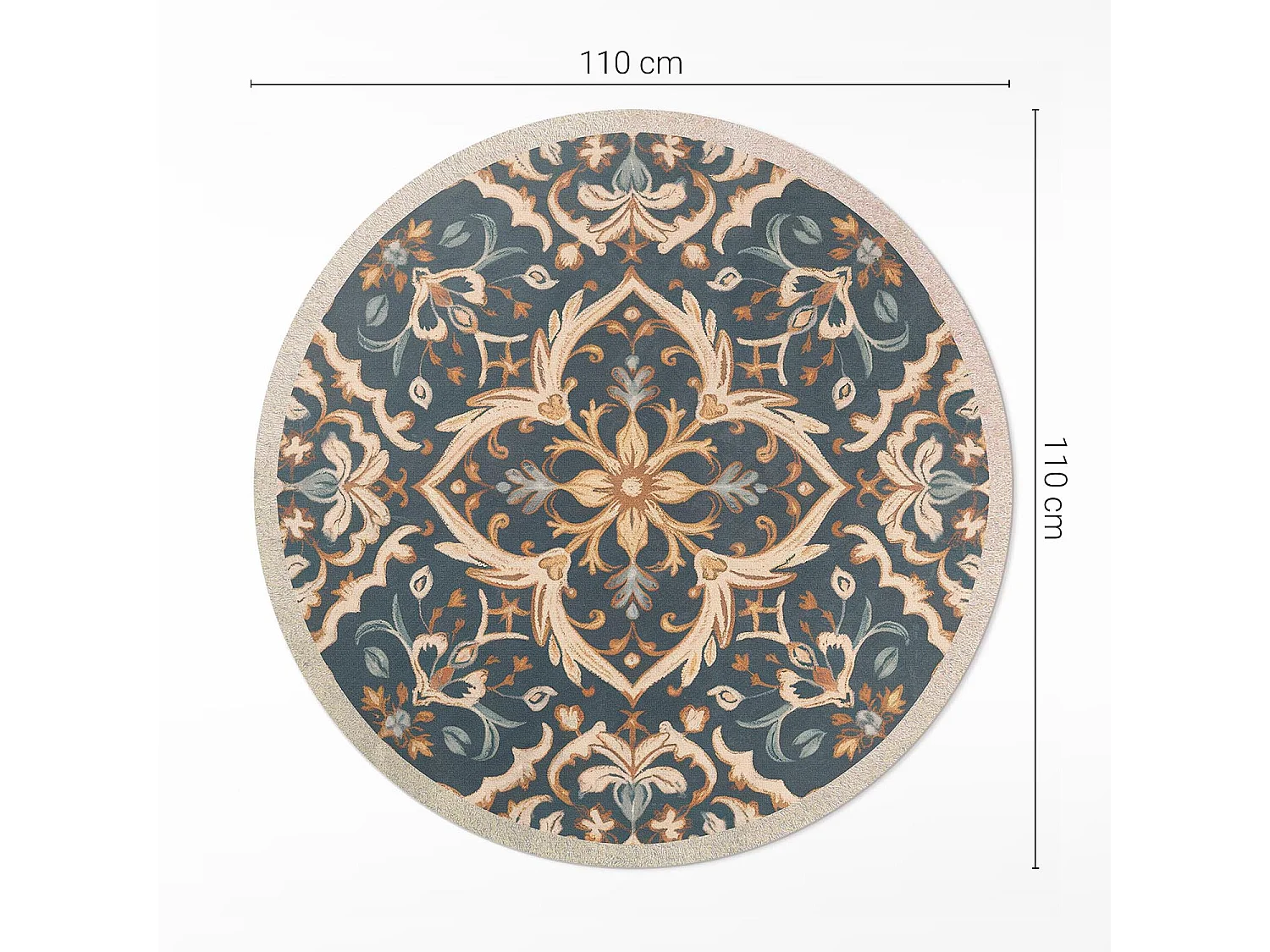 Vinyl-Teppich für Zuhause, Innenteppich, Pflanzendekoration, Vintage-Ornament im alten Stil, 110 cm