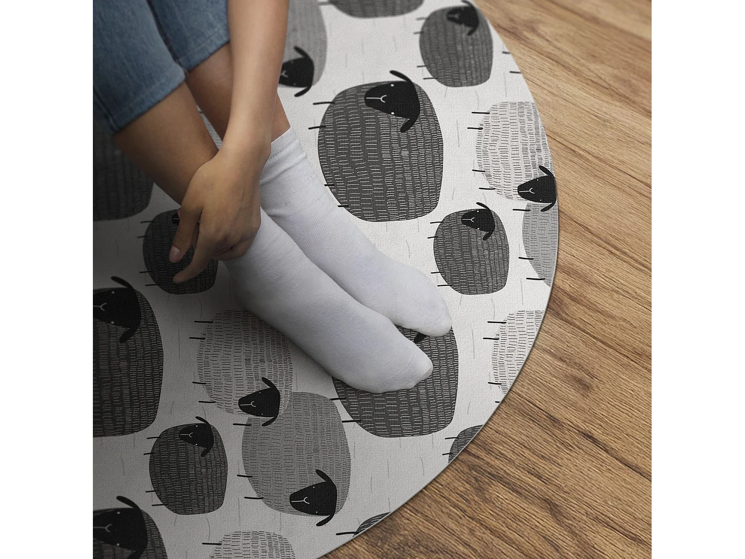 Vinyl-Teppich für Zuhause, Innenteppich, bemaltes Schaf mit regelmäßigem Muster, 80 cm