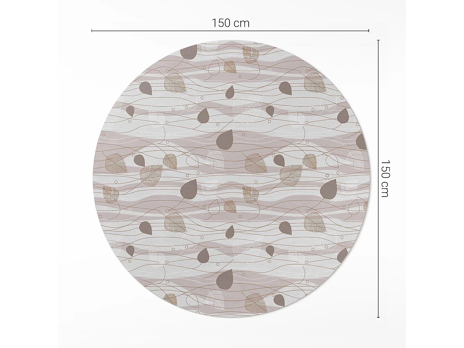 Vinylteppich für Zuhause, Boho-Innenteppich, Blätter auf dem Hintergrund von Wellen, Illustration, 150 cm