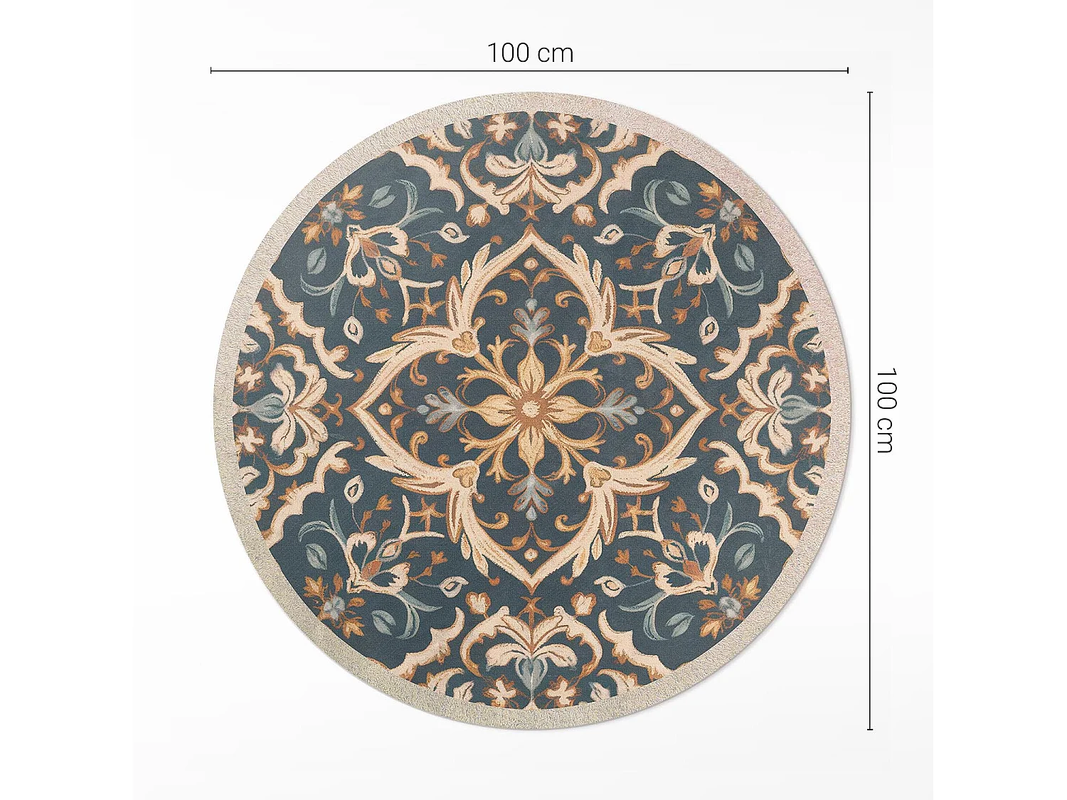 Vinyl-Teppich für Zuhause, Innenteppich, Pflanzendekoration, Vintage-Ornament im alten Stil, 100 cm