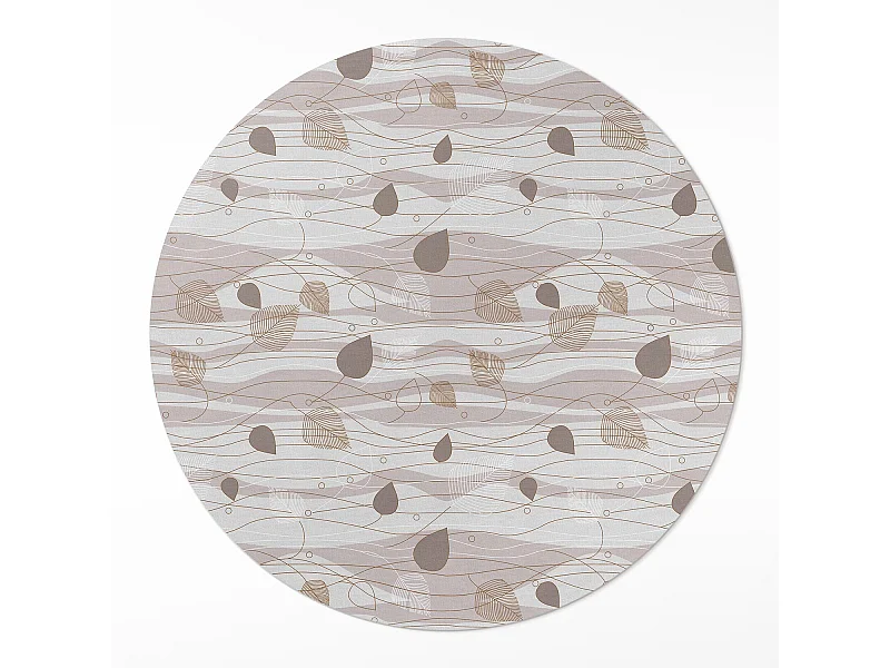 Vinylteppich für Zuhause, Boho-Innenteppich, Blätter auf dem Hintergrund von Wellen, Illustration, 60 cm