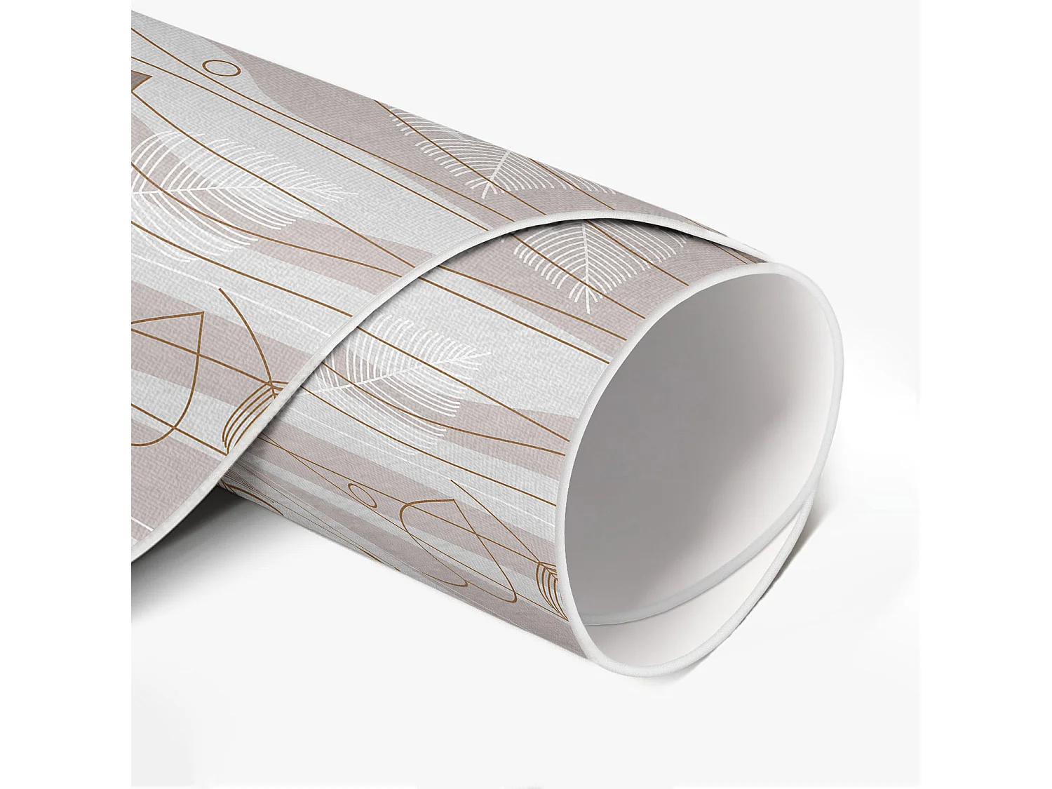 Vinylteppich für Zuhause, Boho-Innenteppich, Blätter auf dem Hintergrund von Wellen, Illustration, 60 cm