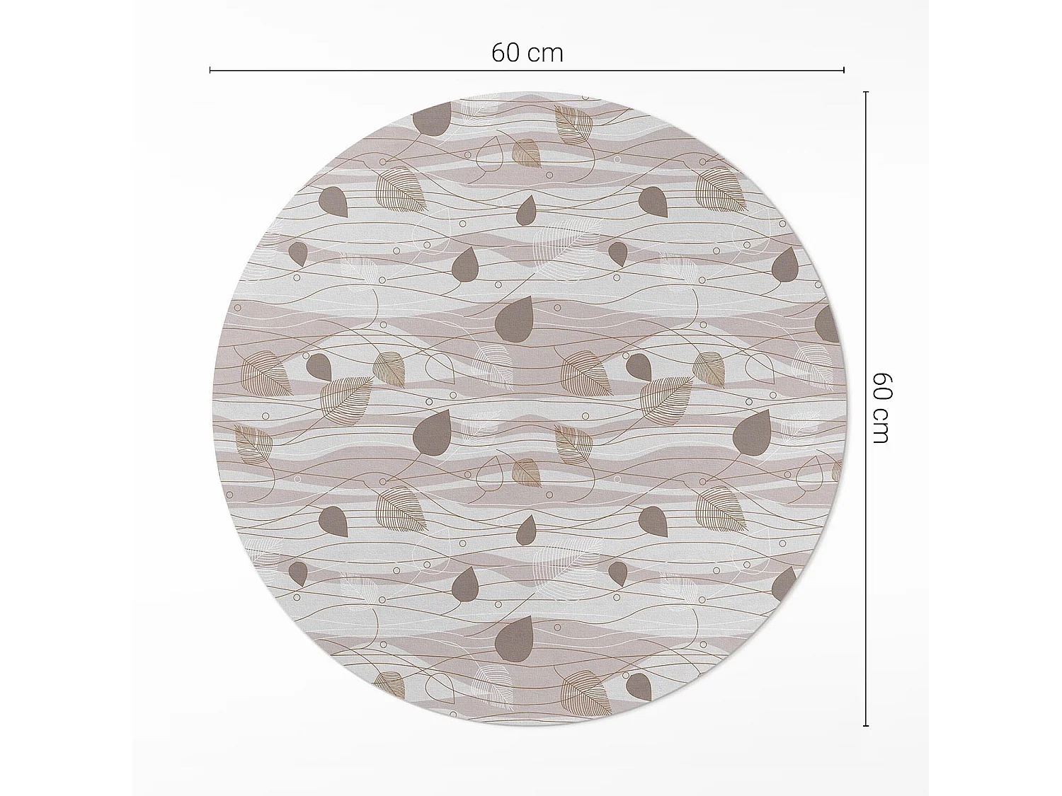 Vinylteppich für Zuhause, Boho-Innenteppich, Blätter auf dem Hintergrund von Wellen, Illustration, 60 cm