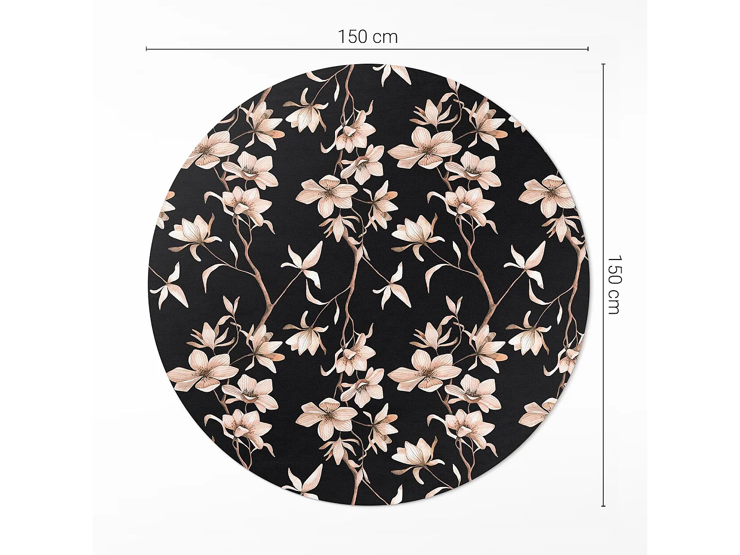 Vinylteppich für Zuhause, Innenteppich Helle Blumen auf Zweigen, Vintage-Muster, 150 cm