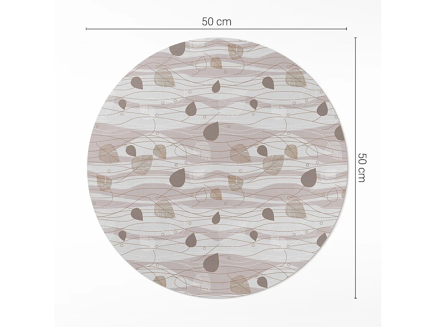 Vinylteppich für Zuhause, Boho-Innenteppich, Blätter auf dem Hintergrund von Wellen, Illustration, 50 cm