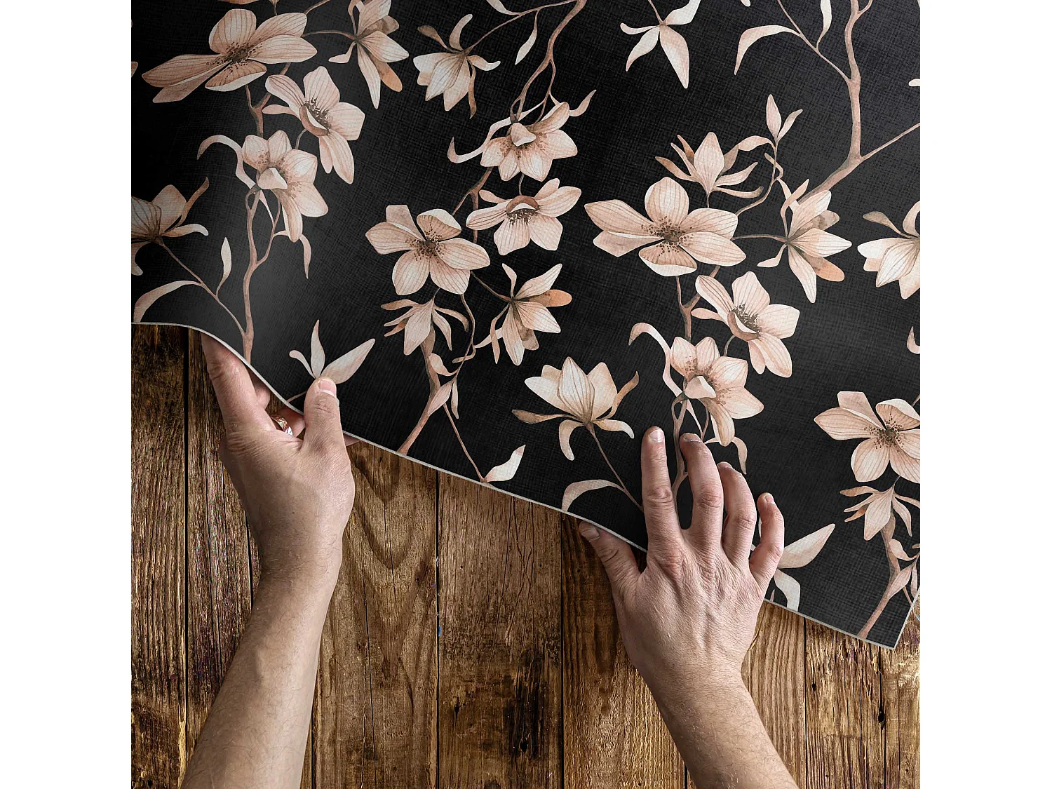 Vinylteppich für Zuhause, Teppich für Innenräume, leuchtende Blumen auf Zweigen – 80 x 120 cm