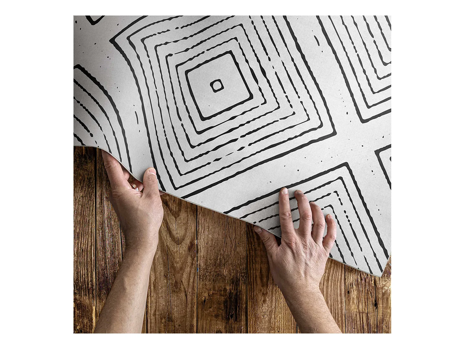 Tapis vinyle pour la maison, Moquette d'intérieur Modèle boho de carrés réguliers - 100x150 cm