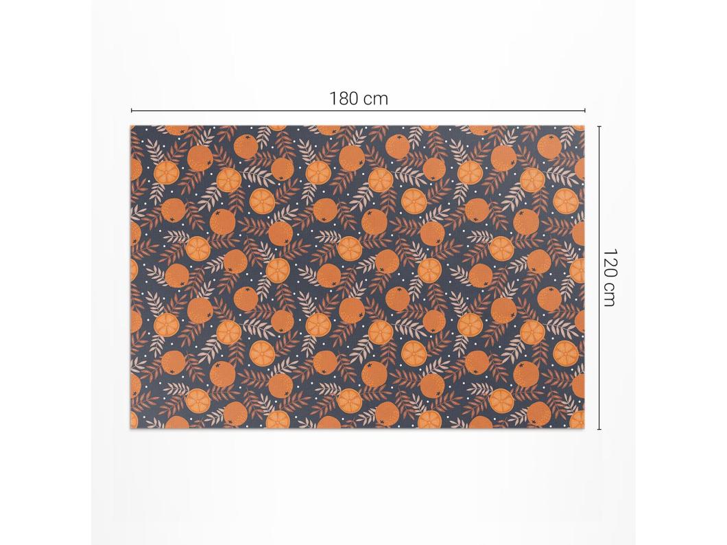 Tapis vinyle pour la maison, Moquette d'intérieur Illustration d'oranges et de feuilles - 120x180 cm