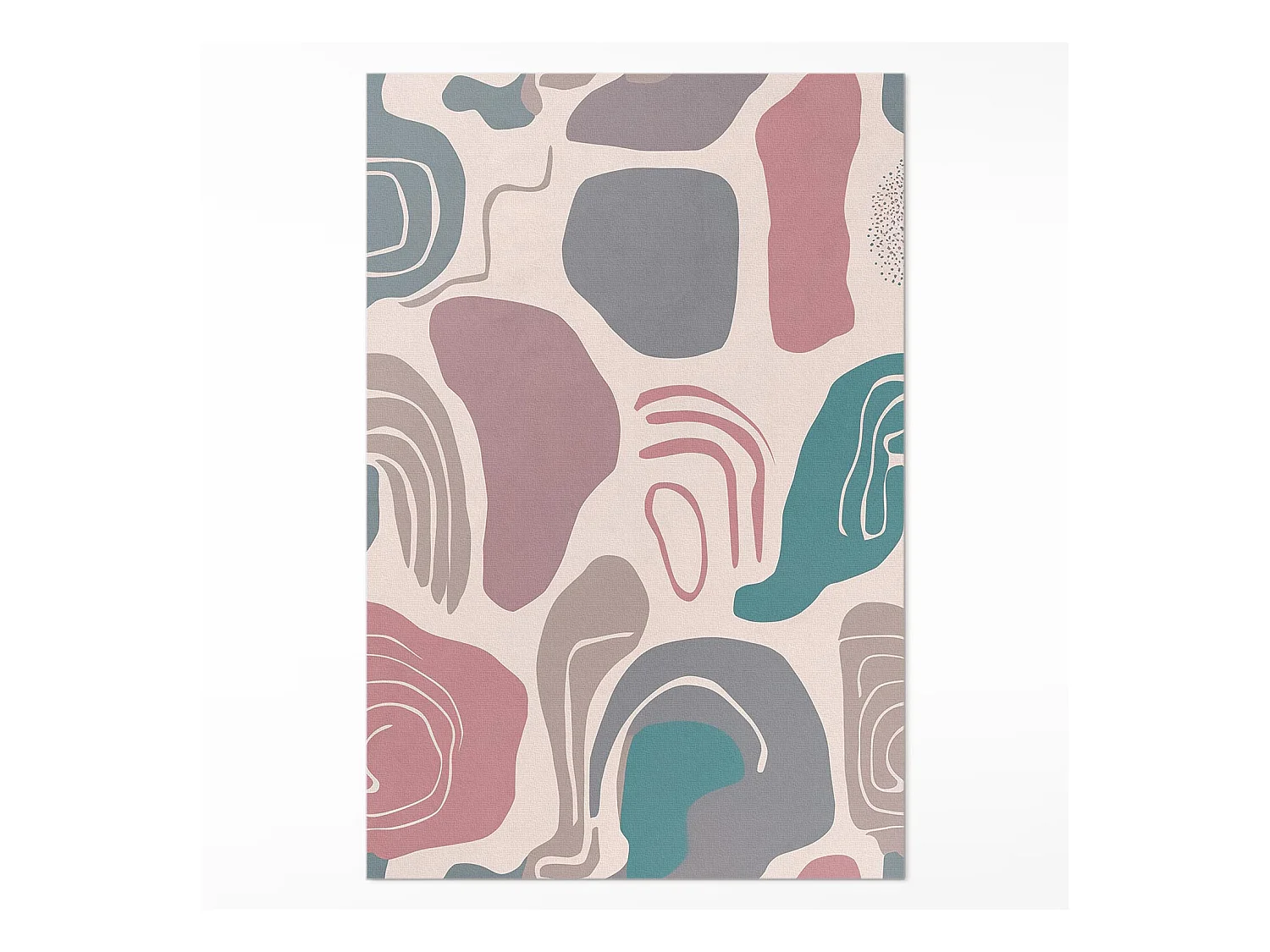 Tapis vinyle pour la maison, Moquette d'intérieur Boho abstrait tache des formes pastel - 120x180 cm