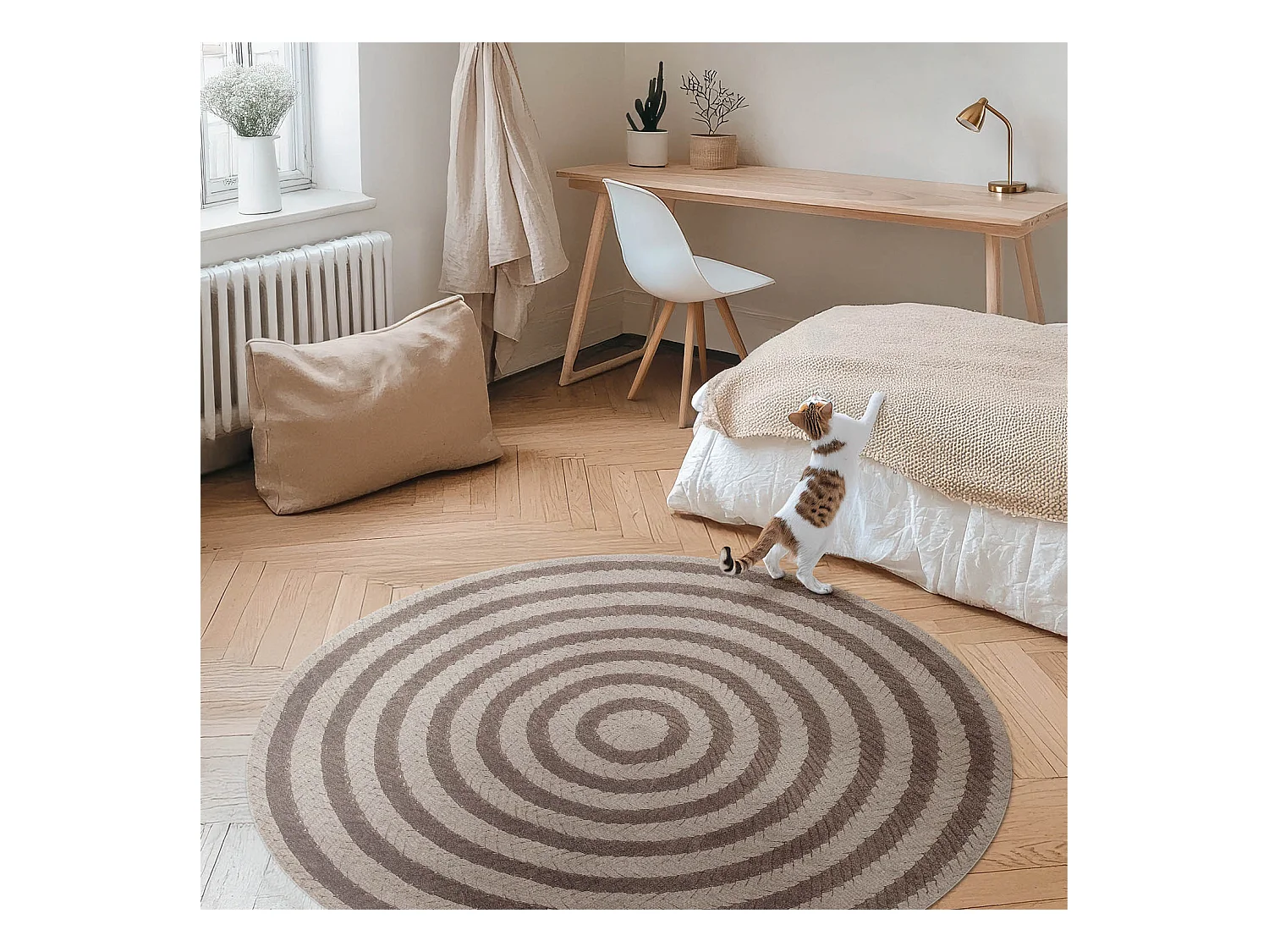 Alfombra vinílica para hogar, alfombra interior Imitación hilo trenzado 130 cm