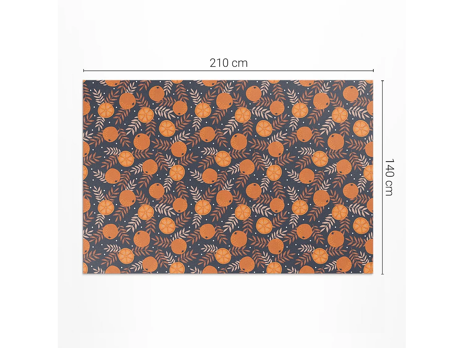 Vinylteppich für Zuhause, Innenteppich Illustration von Orangen und Blättern – 140x210 cm