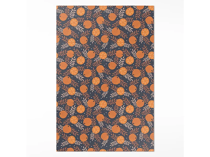 Vinylteppich für Zuhause, Innenteppich Illustration von Orangen und Blättern – 140x210 cm