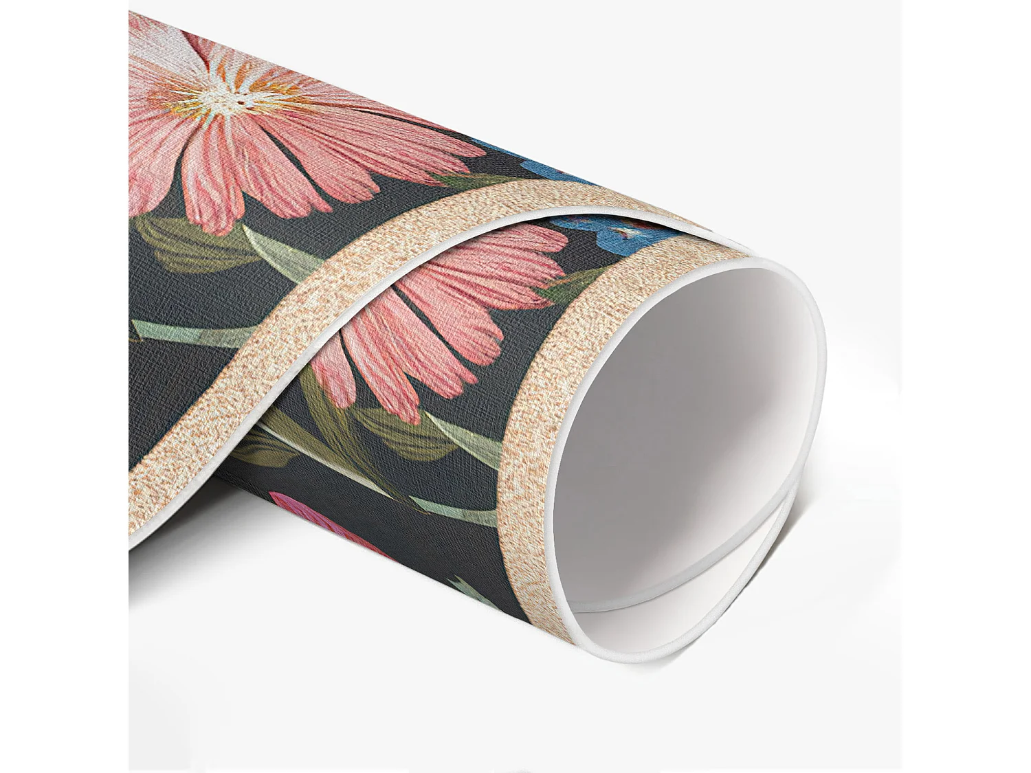 Vinylteppich für Zuhause, Innenteppich Wildblumen schöne bunte Pflanzen im Vintage-Boho-Stil 60 cm