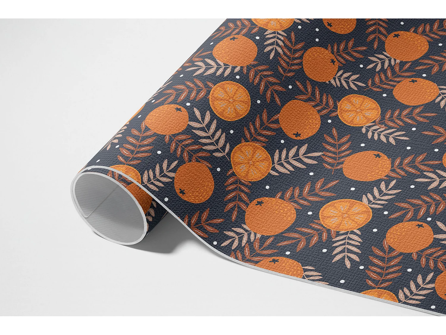 Tapis vinyle pour la maison, Moquette d'intérieur Illustration d'oranges et de feuilles - 80x120 cm
