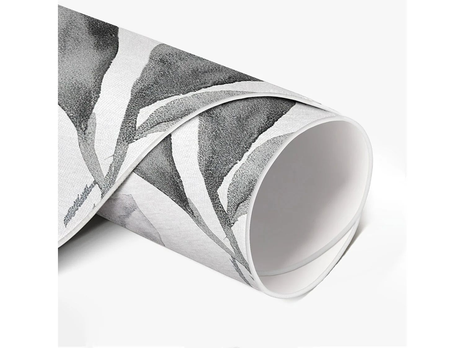 Vinyl-Teppich für Zuhause, Innenteppich, Aquarellpflanzen, einfarbig, zarte Blätter, Boho-Stil, 110 cm