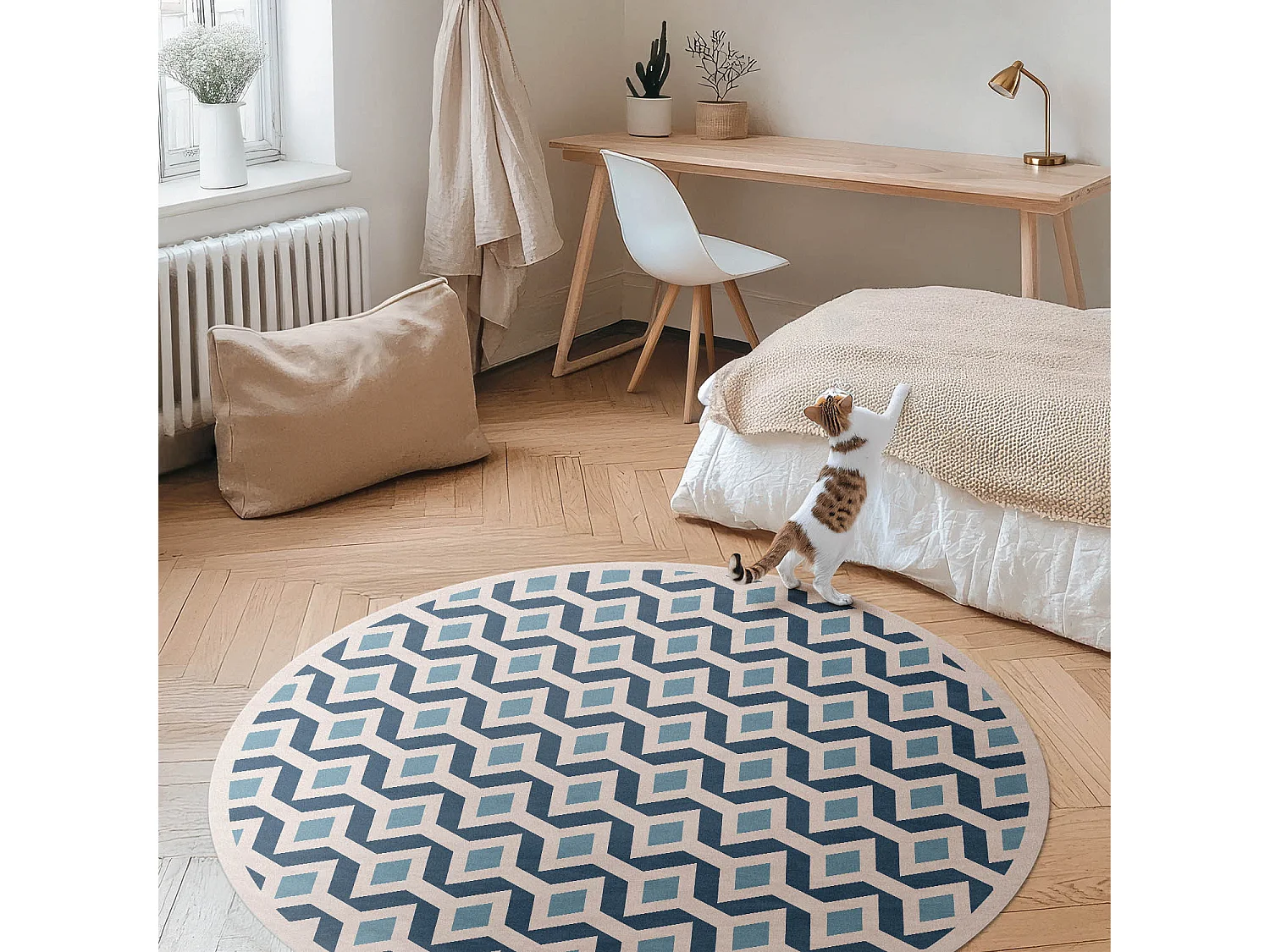 Vinylteppich für Zuhause, Innenteppich mit geometrischem Muster, 80 cm