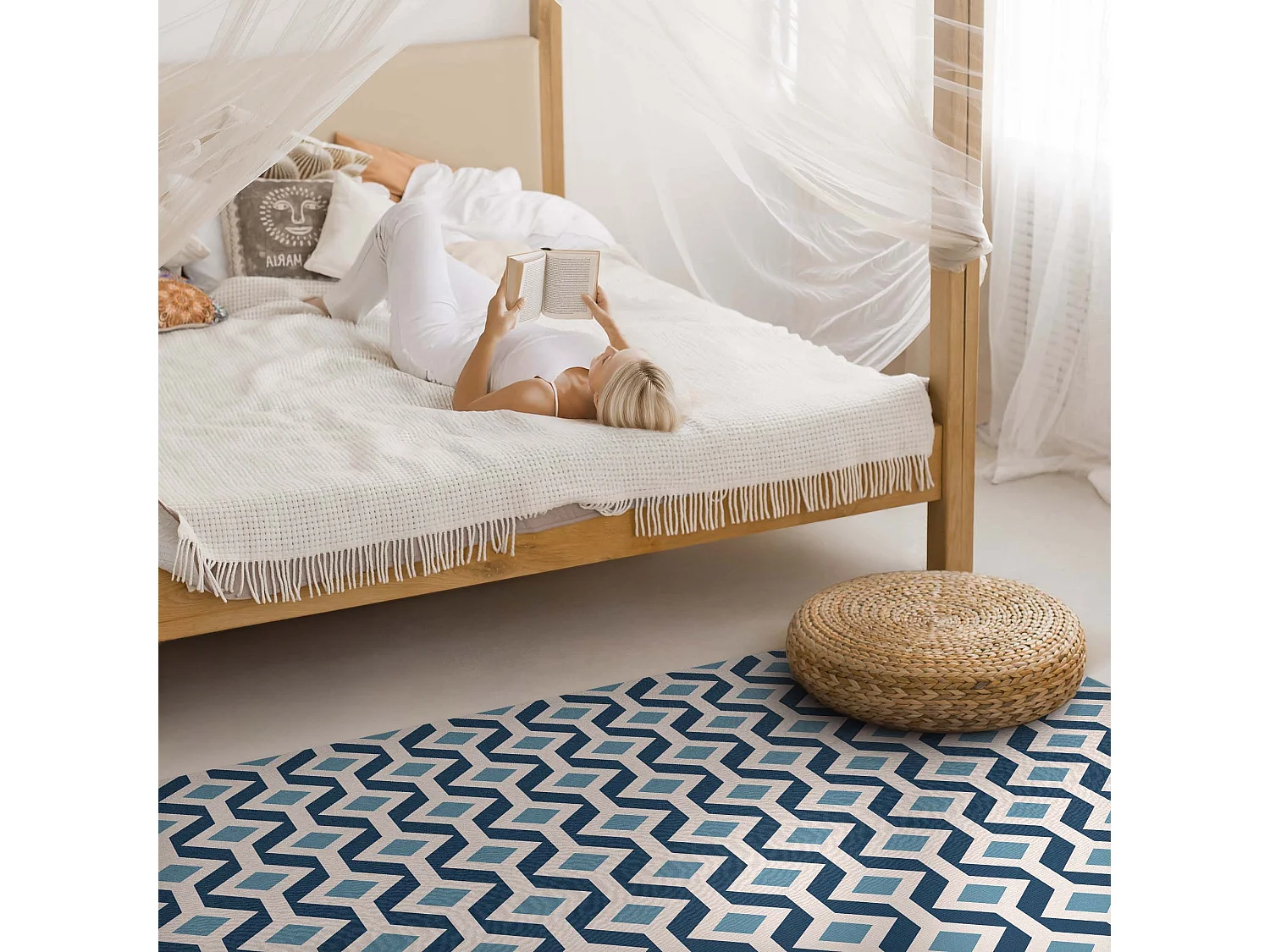 Tapis vinyle pour la maison, Moquette d'intérieur Motif géométrique d'un motif - 150x225 cm