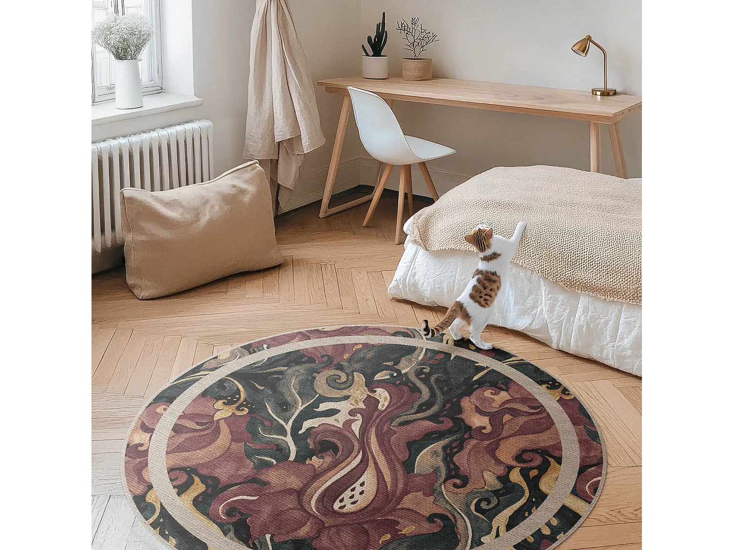 Tapis vinyle pour la maison, Moquette d'intérieur Abstraction florale aquarelle 140 cm