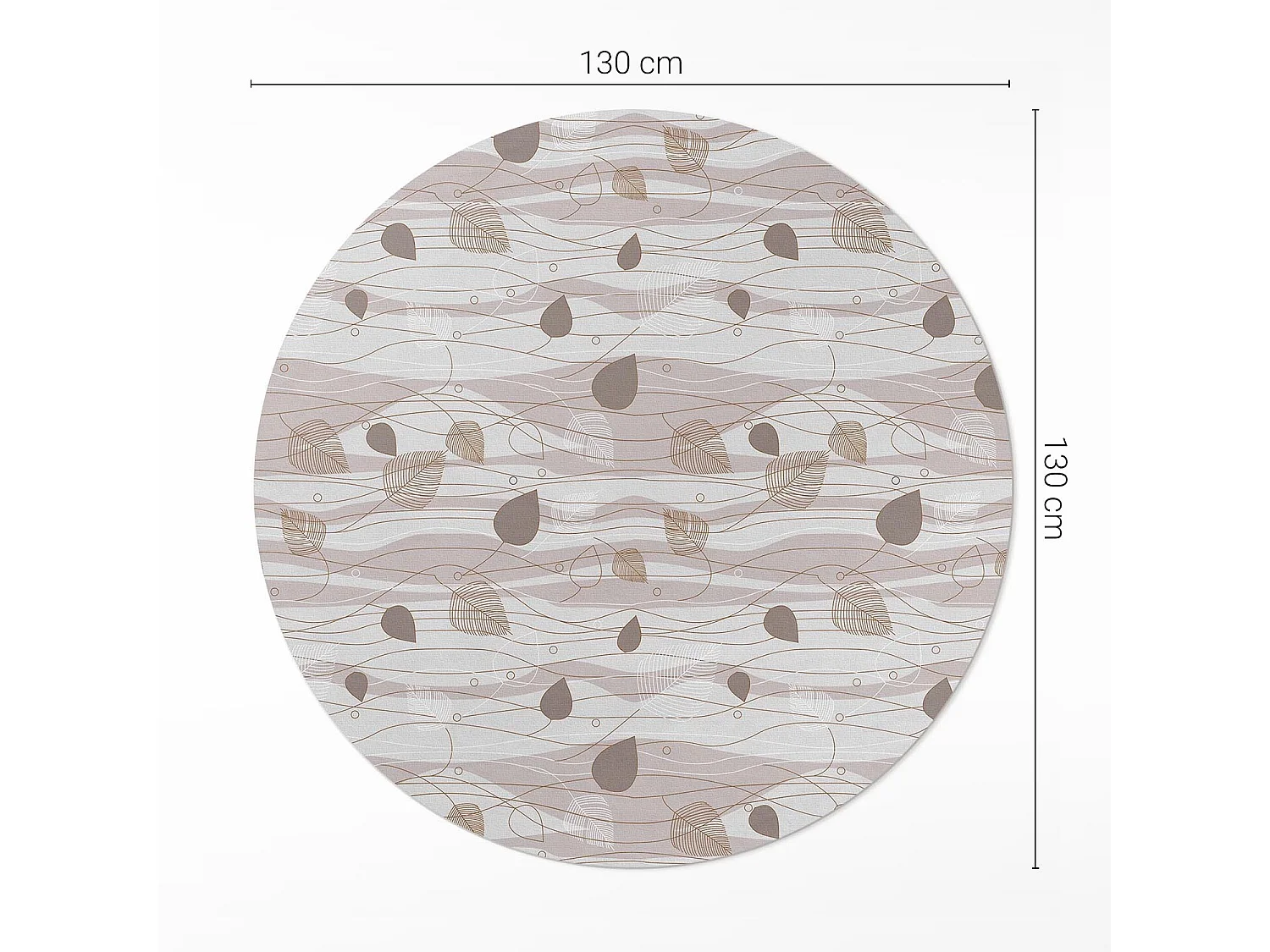 Vinylteppich für Zuhause, Boho-Innenteppich, Blätter auf dem Hintergrund von Wellen, Illustration, 130 cm