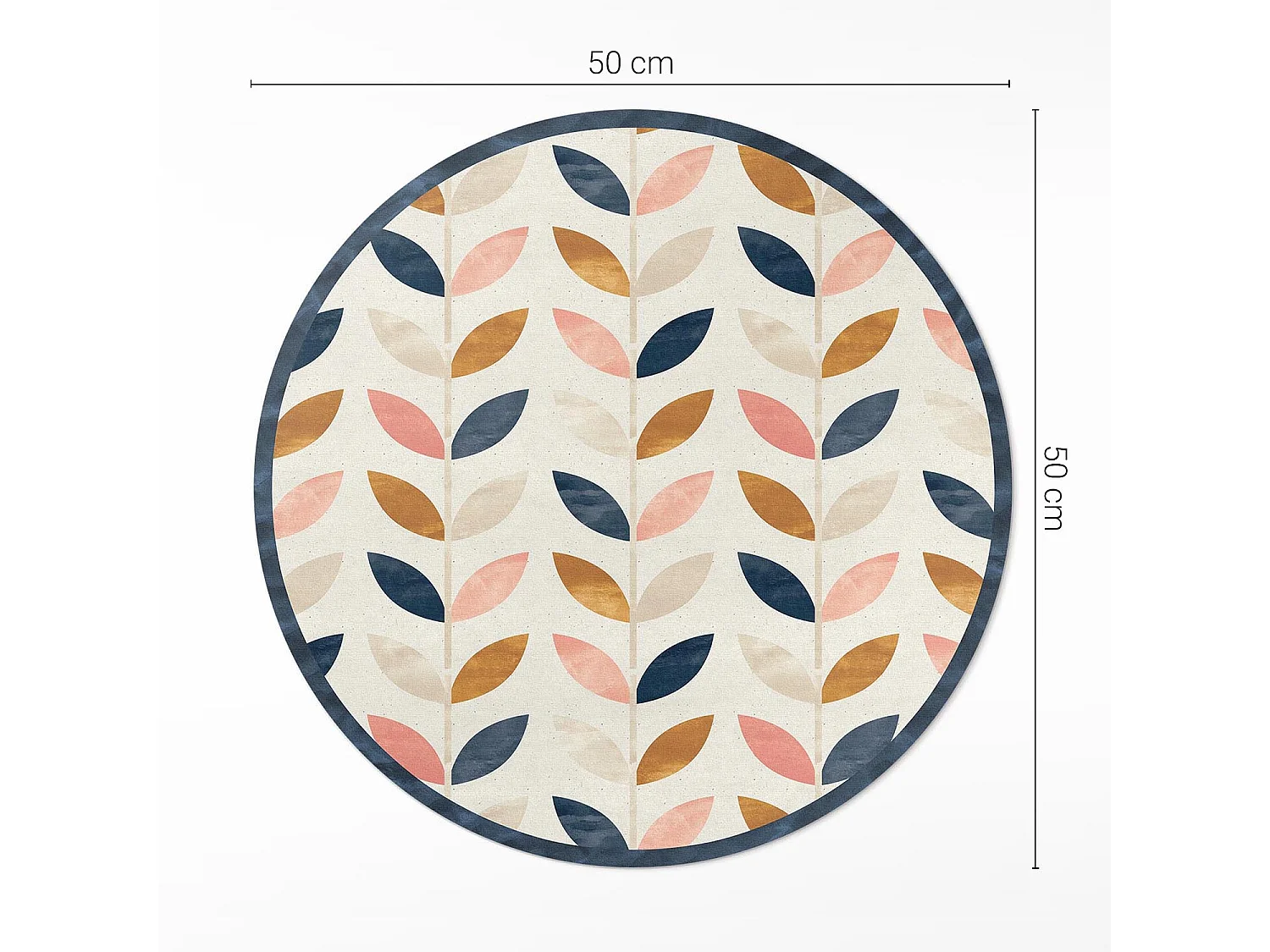 Vinyl-Teppich für Zuhause, Innenteppich, kleine Blätter, Aquarell-Boho-Stil, 50 cm