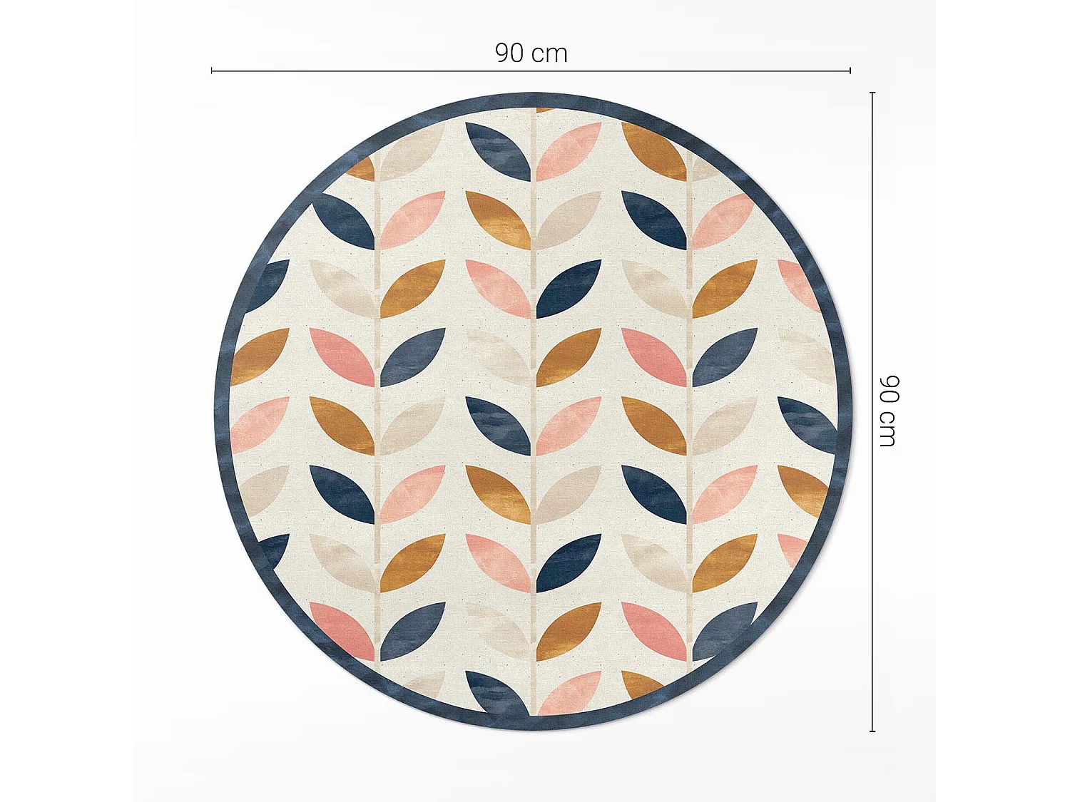 Vinyl-Teppich für Zuhause, Innenteppich, kleine Blätter, Aquarell-Boho-Stil, 90 cm