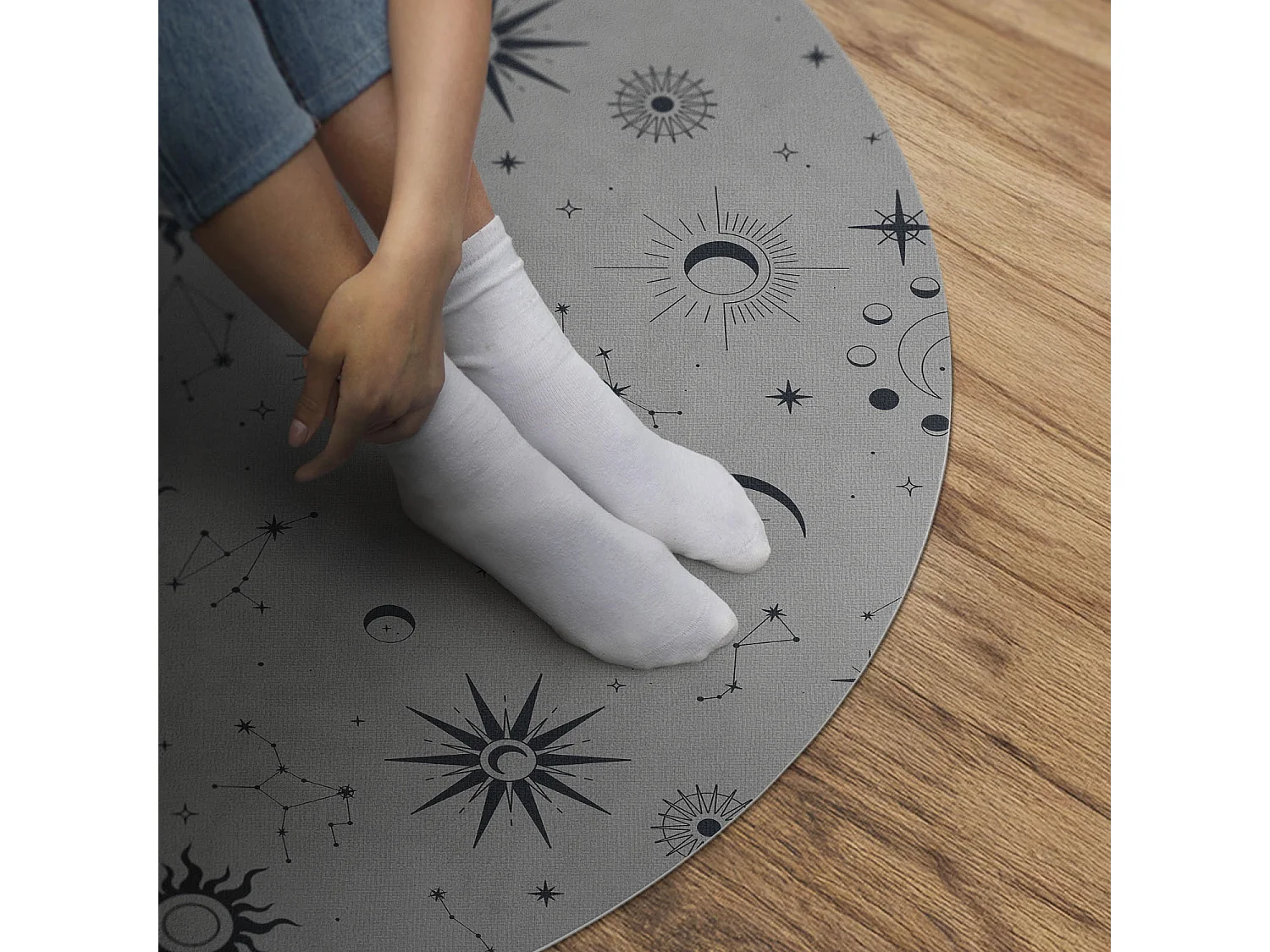 Tapis vinyle pour la maison, Moquette d'intérieur Espace lunes soleils étoiles vintage 110 cm