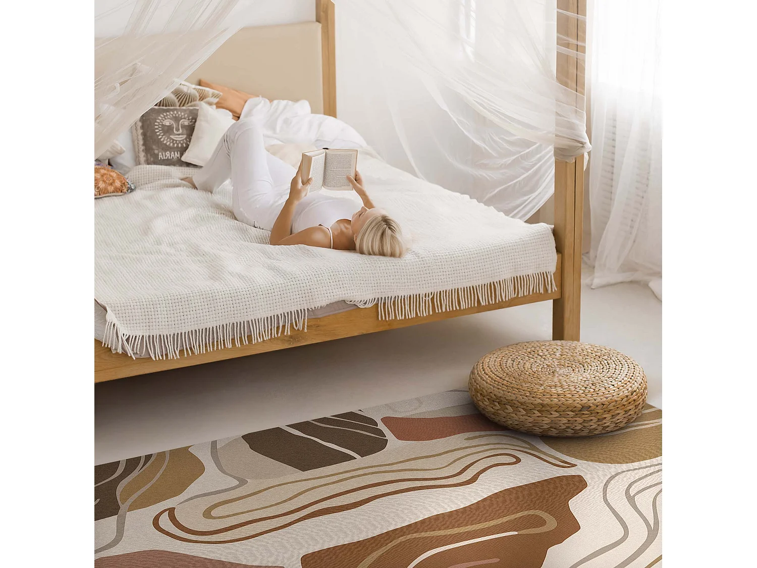 Vinylteppich für Zuhause, Innenteppich Pastell, künstlerische Formen – 80x120 cm