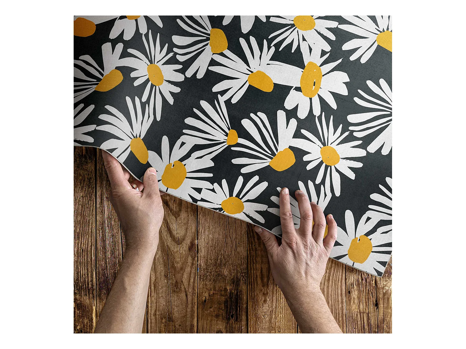 Tapis vinyle pour la maison, Moquette d'intérieur Marguerites et fleurs sauvages peintes - 80x120 cm