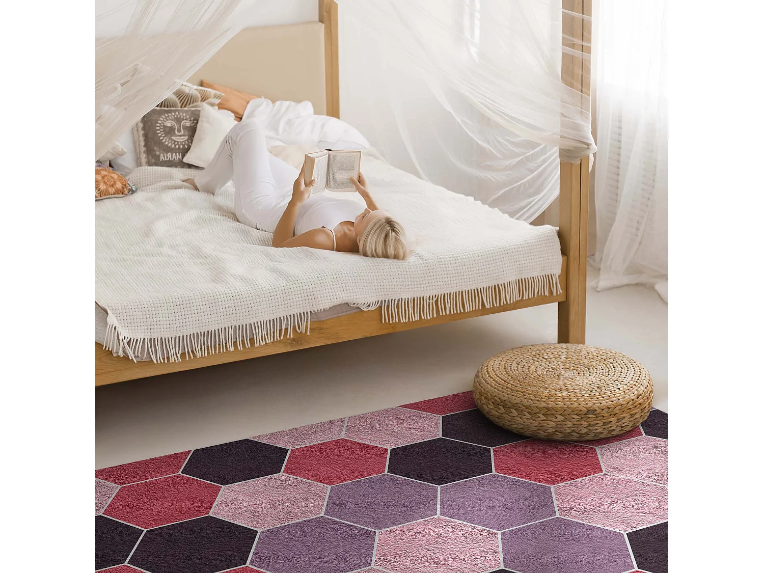 Tapis vinyle pour la maison, Moquette d'intérieur Motif géométrique régulier - 140x210 cm