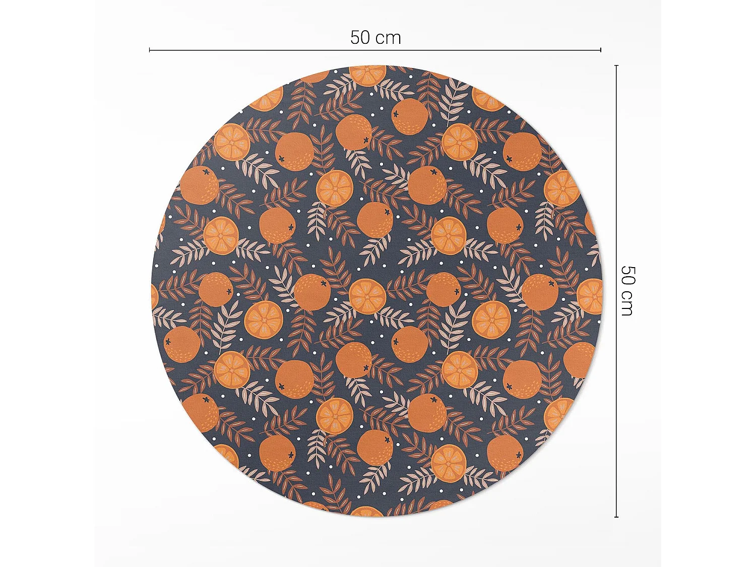 Tapis vinyle pour la maison, Moquette d'intérieur Illustration d'oranges et de feuilles 50 cm