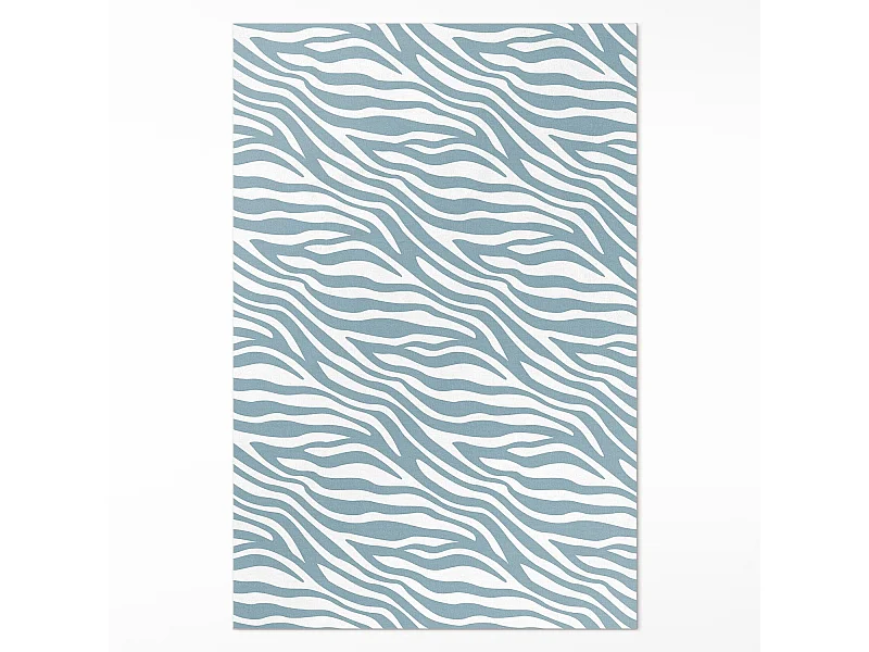 Vinylteppich für Zuhause, Innenteppich Abstrakte Boho-Wellen in pastellblauer Farbe – 120 x 180 cm