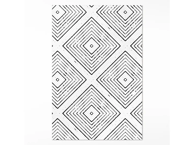 Tapis vinyle pour la maison, Moquette d'intérieur Modèle boho de carrés réguliers - 140x210 cm