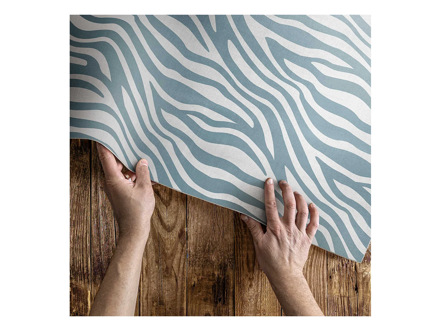 Tapis vinyle pour la maison, Moquette d'intérieur Vagues boho abstraites en bleu pastel - 140x210 cm