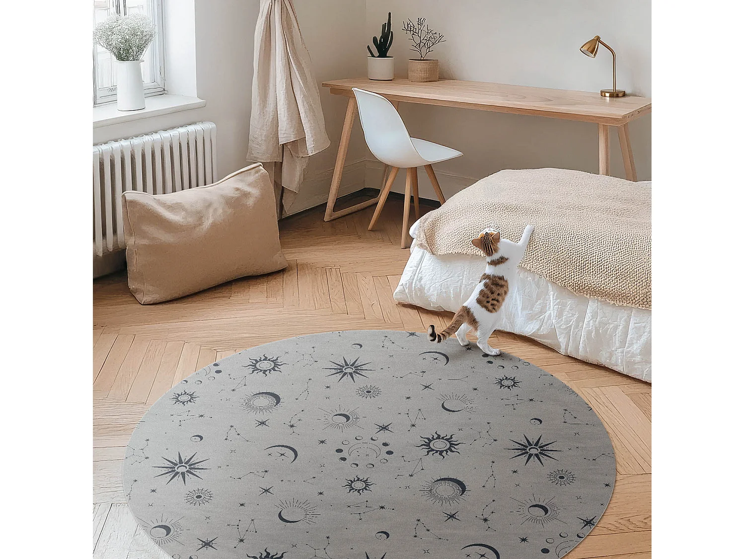 Tapis vinyle pour la maison, Moquette d'intérieur Espace lunes soleils étoiles vintage 60 cm