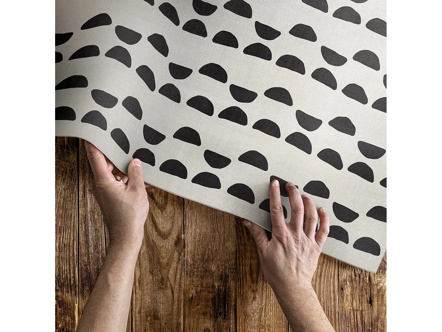 Vinylteppich für Zuhause, Innenteppich mit böhmischem Muster und unregelmäßigen Halbmonden – 100 x 150 cm