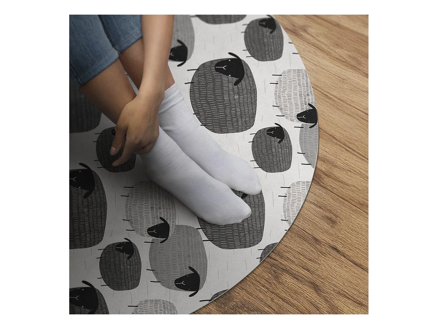 Tapis vinyle pour la maison, Moquette d'intérieur Motif régulier de mouton peint 70 cm