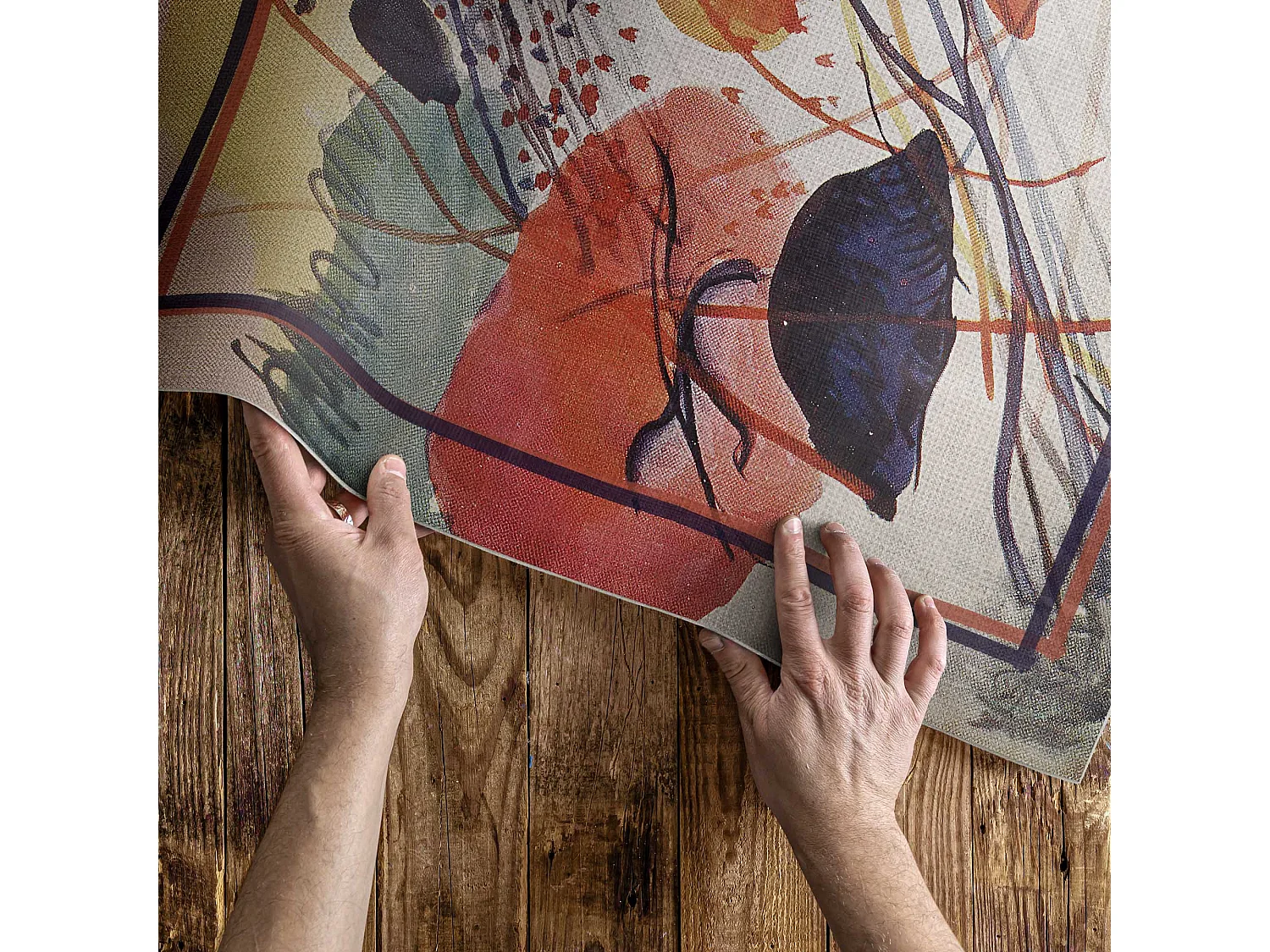 Vinylteppich für Zuhause, Innenteppich Buntes Aquarell von Wassily Kandinsky – 60x90 cm