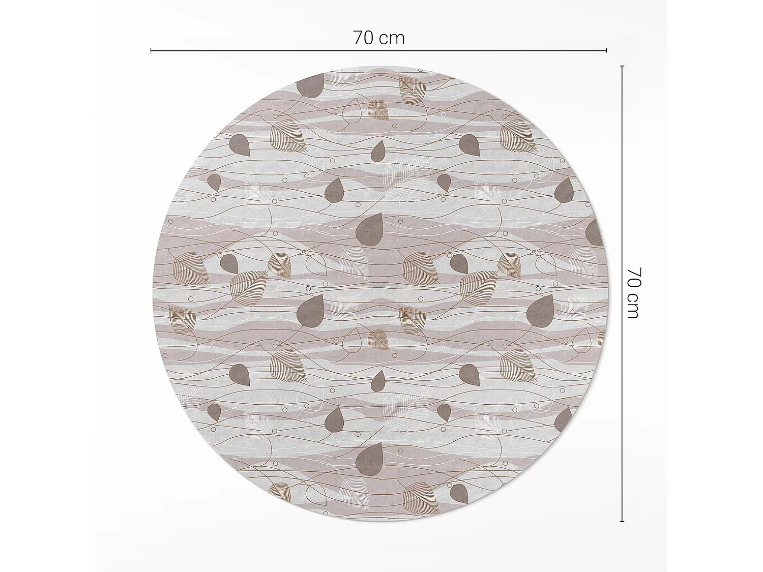 Vinylteppich für Zuhause, Boho-Innenteppich, Blätter auf dem Hintergrund von Wellen, Illustration, 70 cm