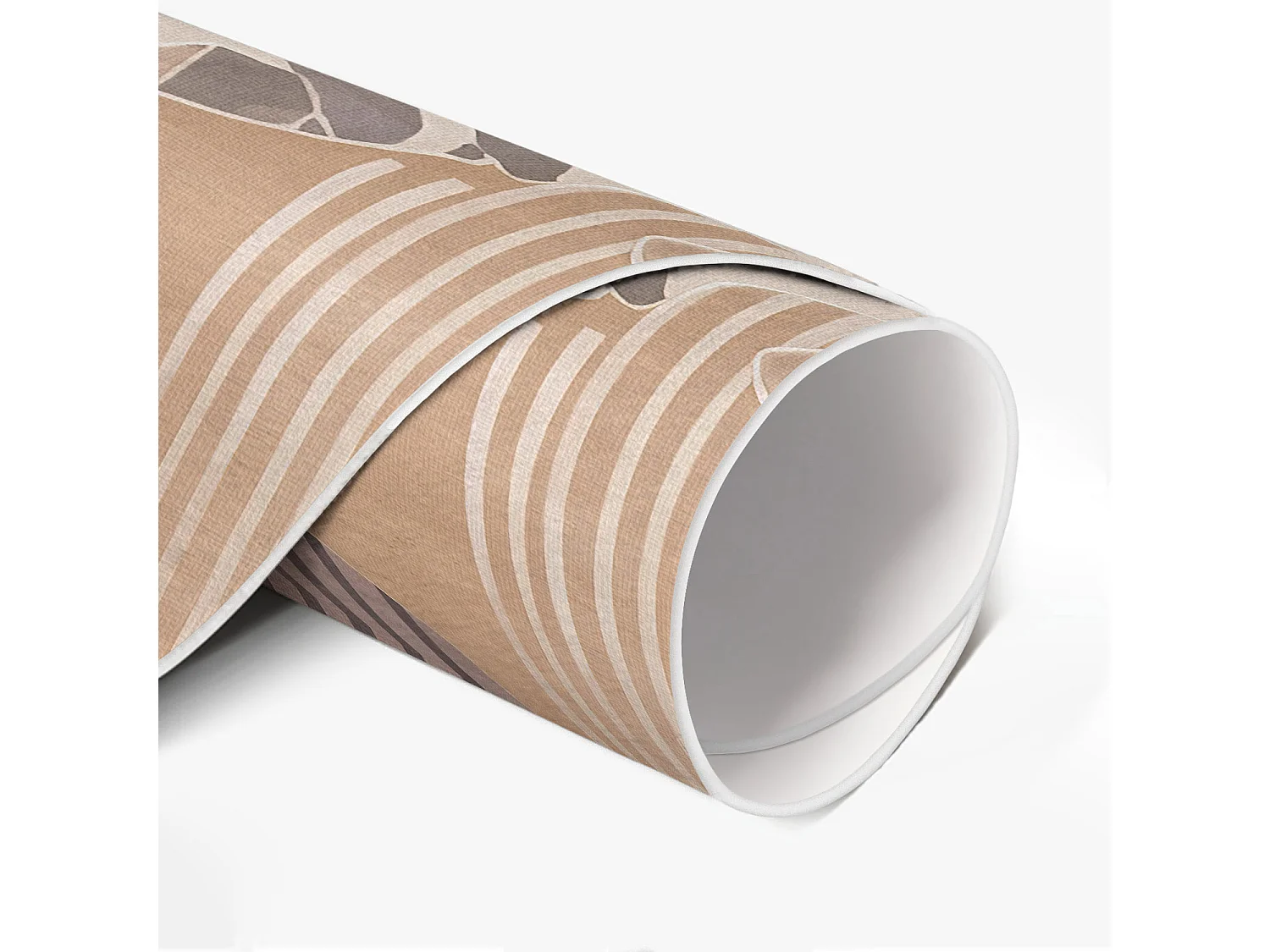 Vinylteppich für Zuhause, Innenteppich Abstrakte Formen in Pastellfarben im Boho-/Vintage-Stil 110 cm