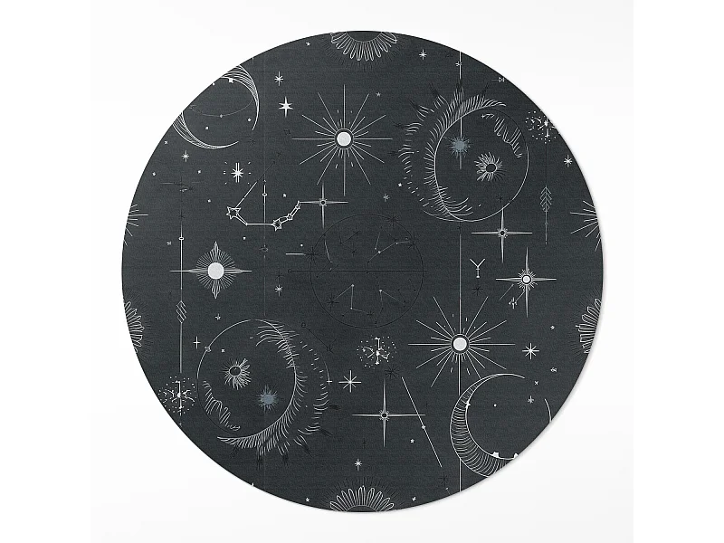 Vinylteppich für Zuhause, Innenteppich Weltraum- und Astrologieillustration von Sternen und Monden 140 cm