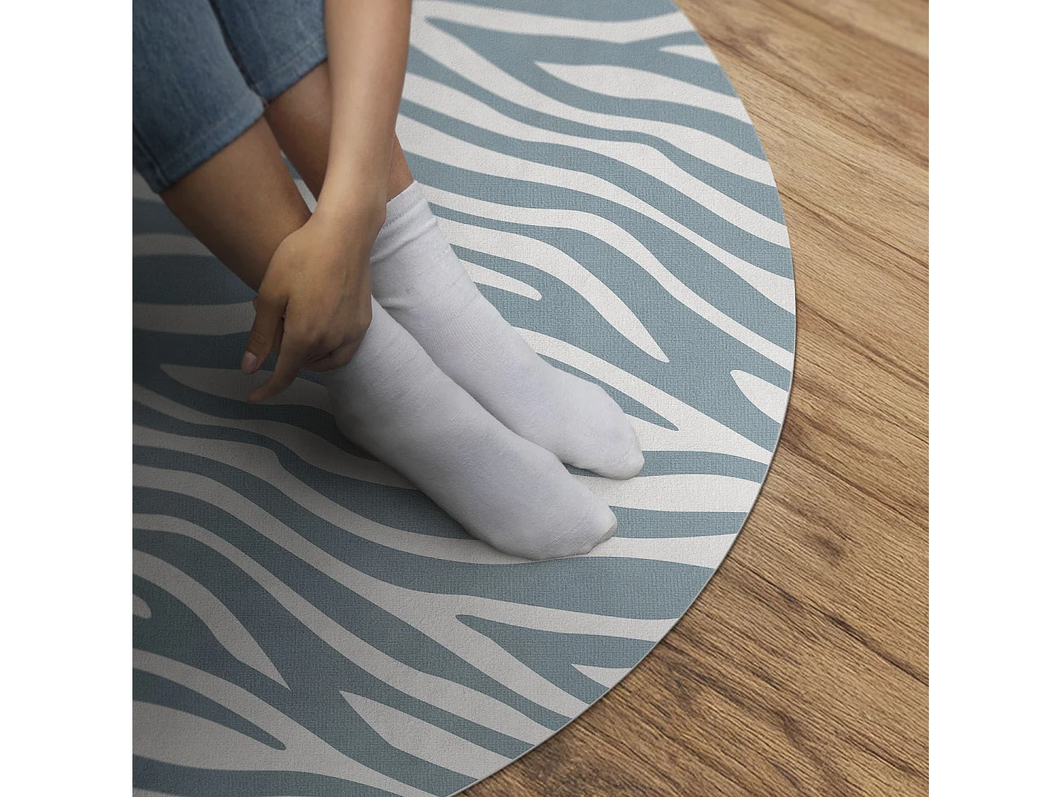 Tapis vinyle pour la maison, Moquette d'intérieur Vagues boho abstraites en bleu pastel 50 cm