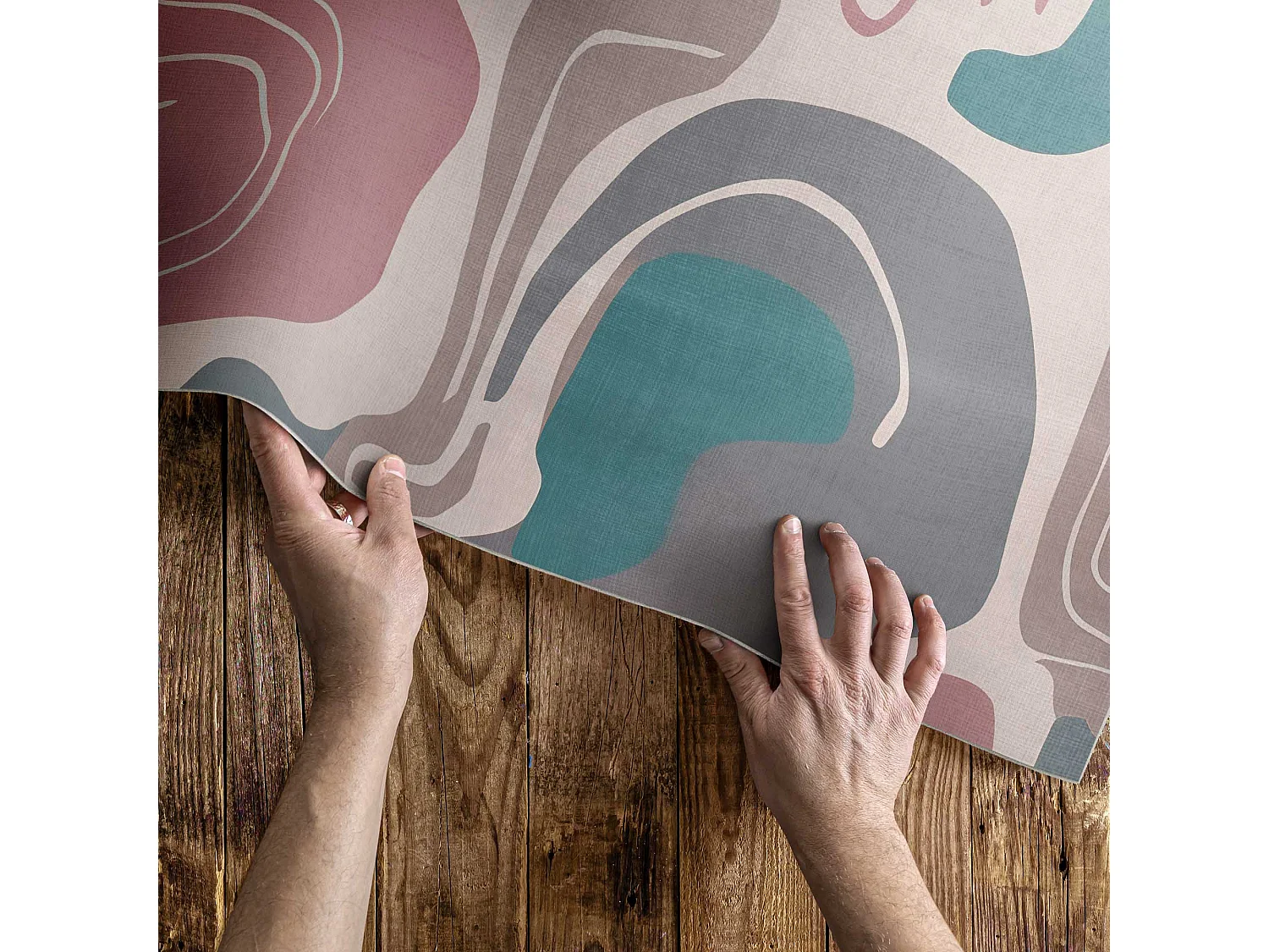 Vinylteppich für Zuhause, Innenteppich Boho abstrakte Flecken in Pastellformen – 100x150 cm