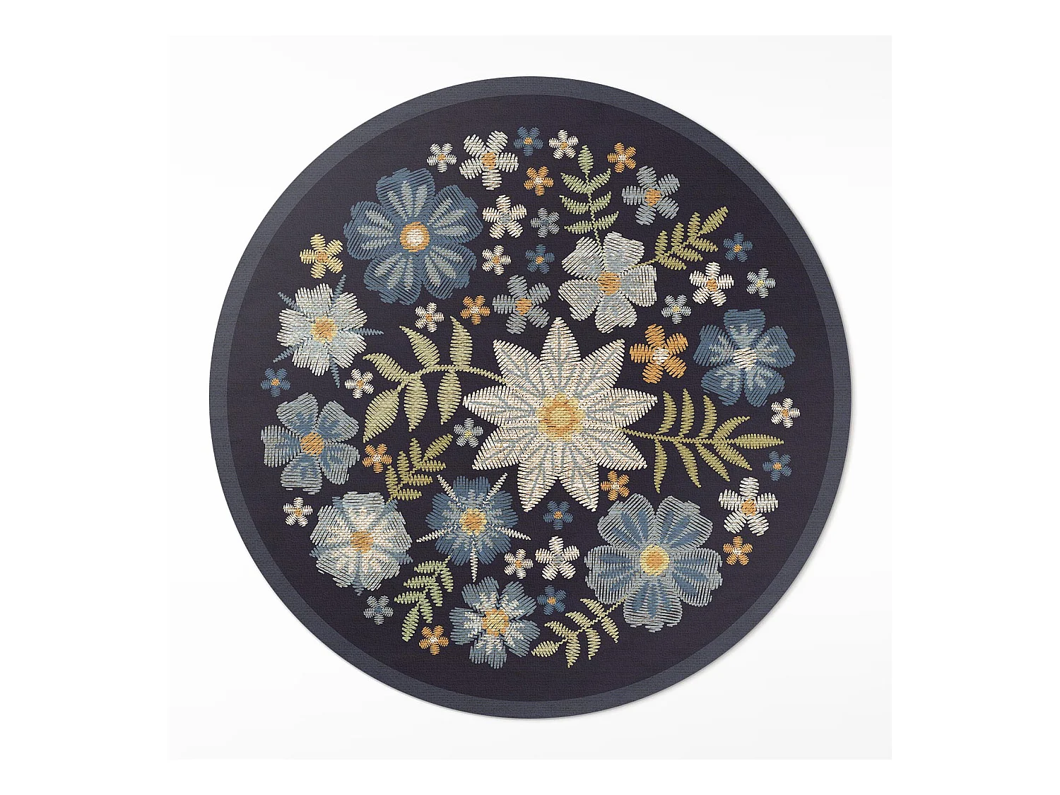 Tapis vinyle pour la maison, Moquette d'intérieur Fleurs sauvages brodées 50 cm