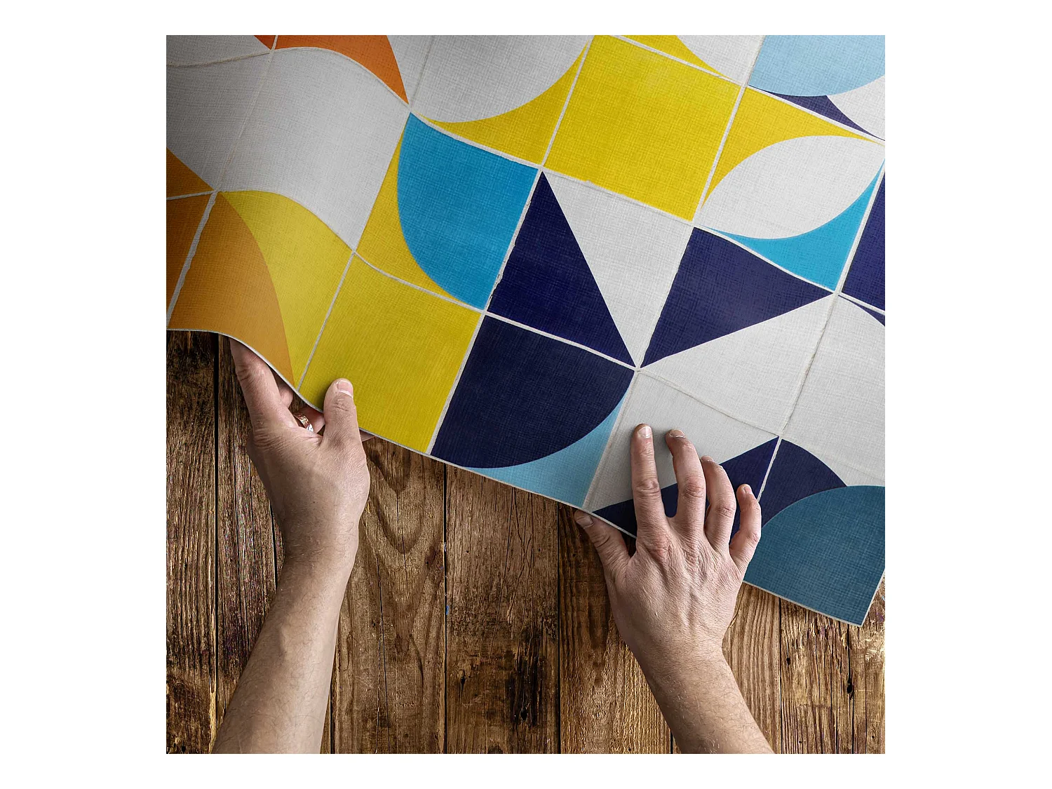Tapis vinyle pour la maison, Moquette d'intérieur Mosaïque moderne de formes géométriques - 60x90 cm