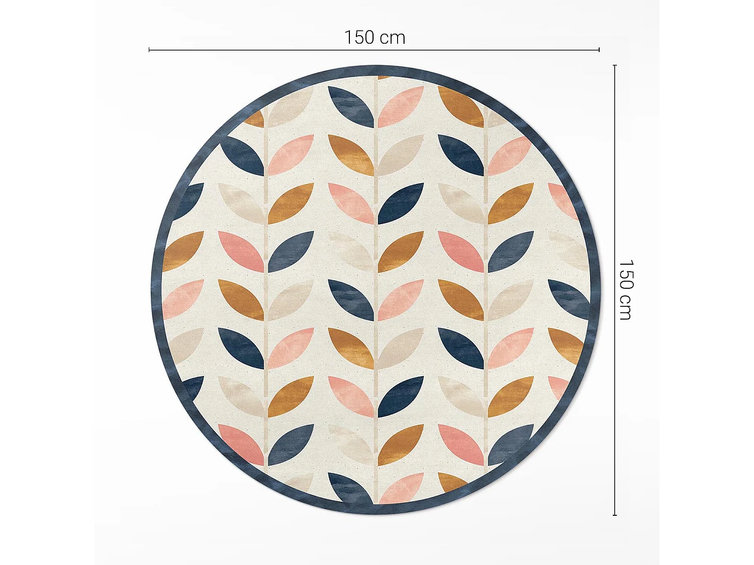 Vinyl-Teppich für Zuhause, Innenteppich, kleine Blätter, Aquarell-Boho-Stil, 150 cm