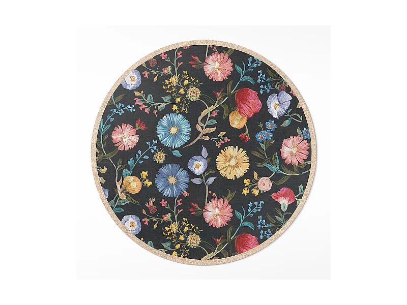 Vinylteppich für Zuhause, Innenteppich Wildblumen schöne bunte Pflanzen im Vintage-Boho-Stil 130 cm