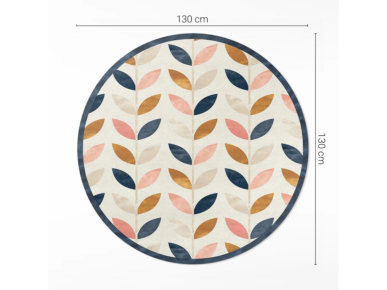 Tapis vinyle pour la maison, Moquette d'intérieur Petites feuilles, style bohème aquarelle 130 cm