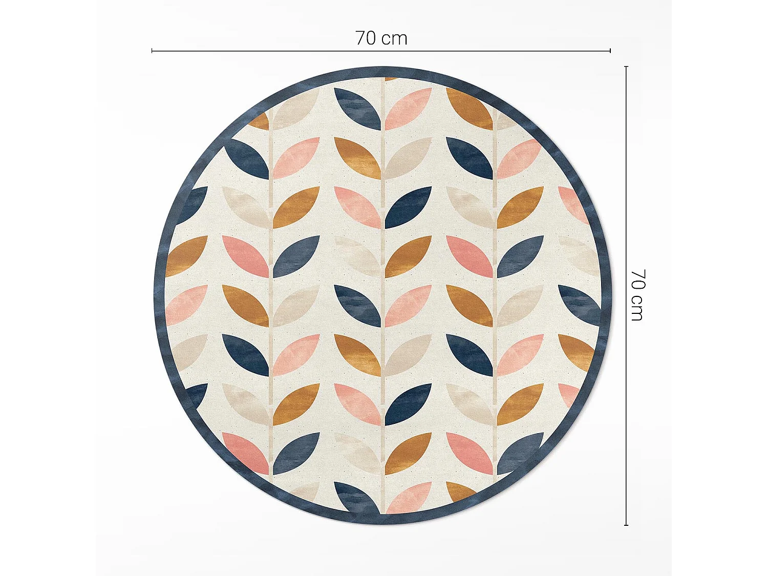 Tapis vinyle pour la maison, Moquette d'intérieur Petites feuilles, style bohème aquarelle 70 cm